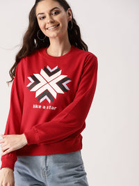 DressBerry Women Red Printed Sweatshirt