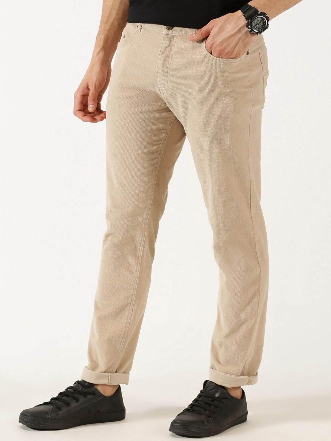 Thomas Scott  Men Regular Fit Corduroy Chinos Trousers