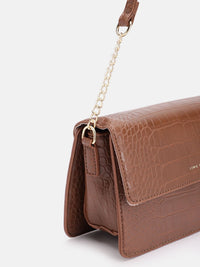 Lino Perros Croc Textured Structured Shoulder Bag