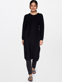 Global Desi Women Black Knitted Kurta