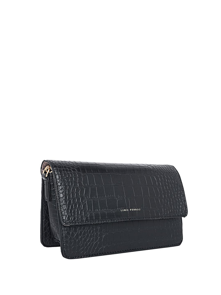 Lino Perros Croc Textured Structured Shoulder Bag