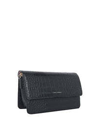 Lino Perros Croc Textured Structured Shoulder Bag