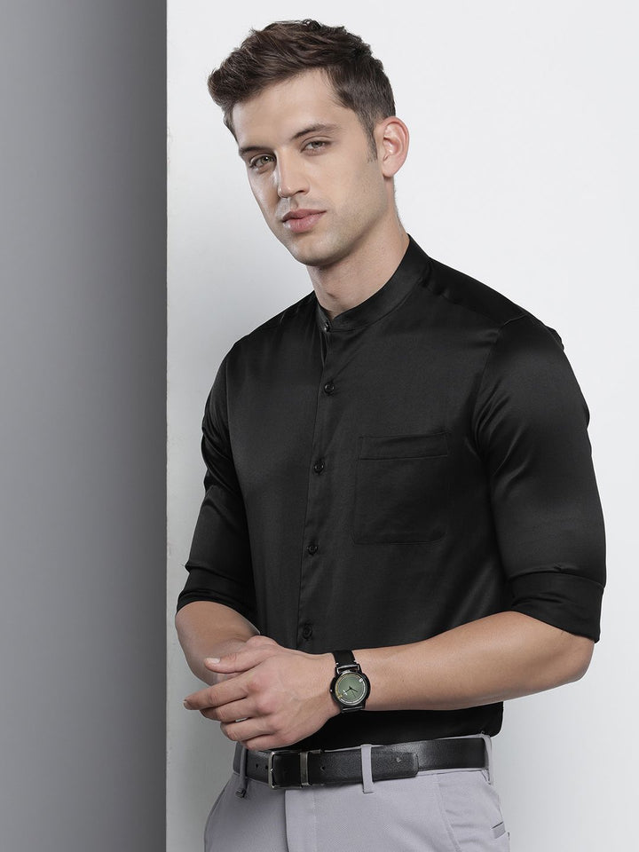 The Indian Garage Co. X Luxe Men Slim Fit Mandarin Collar Formal Shirt