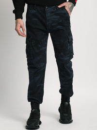 THE BEAR HOUSE Men Camouflage Printed Mid-Rise Regular Fit Cargos Trousers