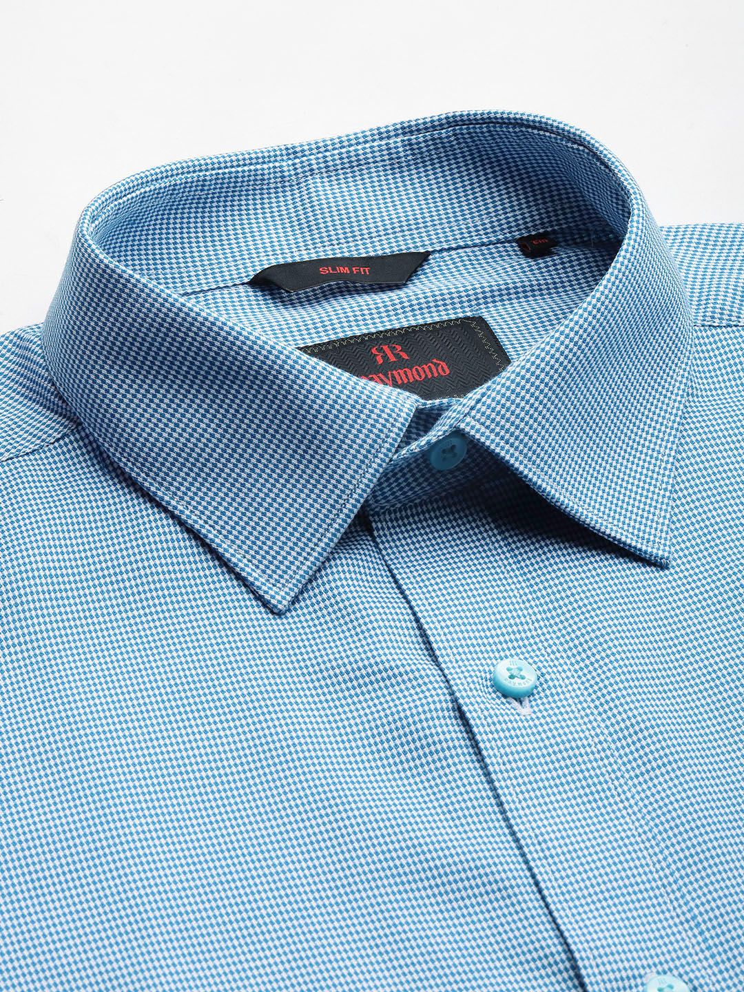 Raymond Pure Cotton Self Design Slim Fit Textured Casual Shirt