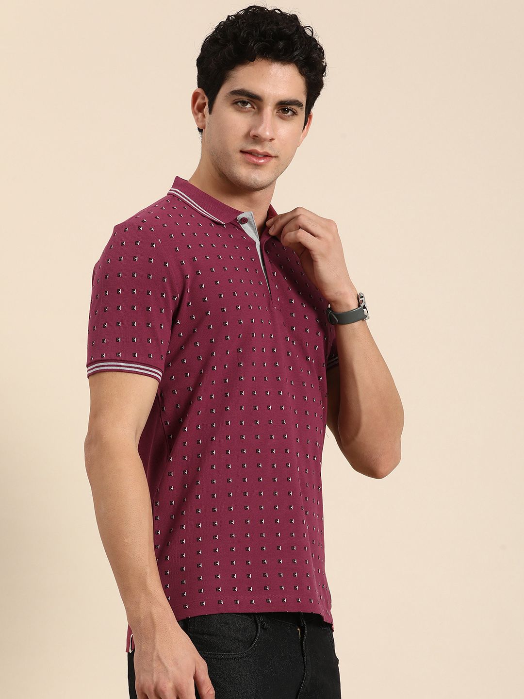 Being Human Printed Polo Collar Pure Cotton T-shirt