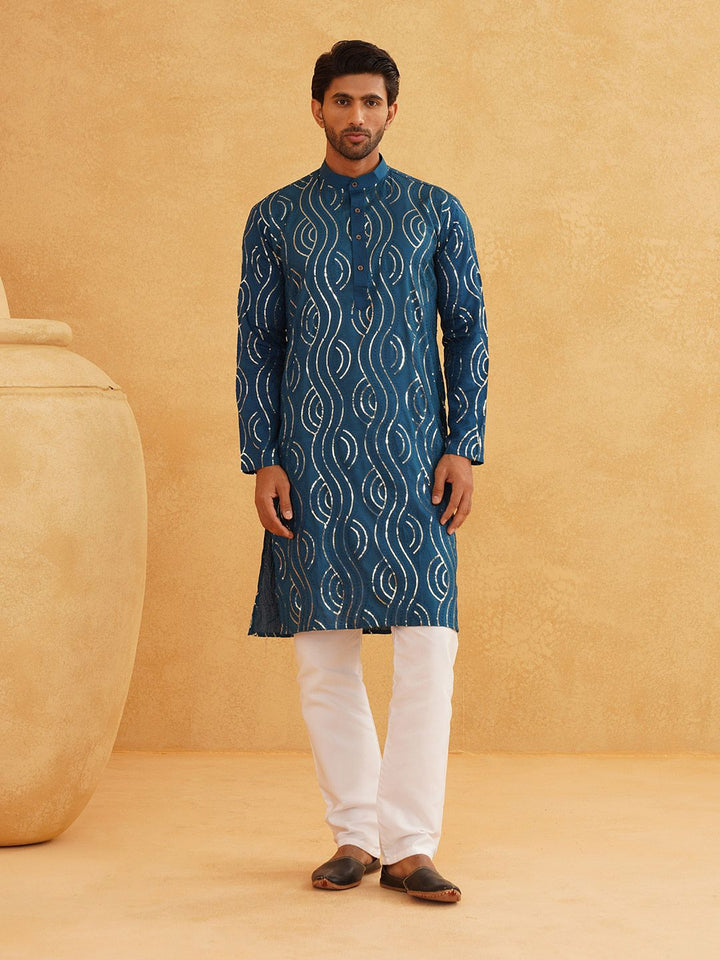 SOJANYA Sequinned Embellished Regular Pure Cotton Kurta with Churidar