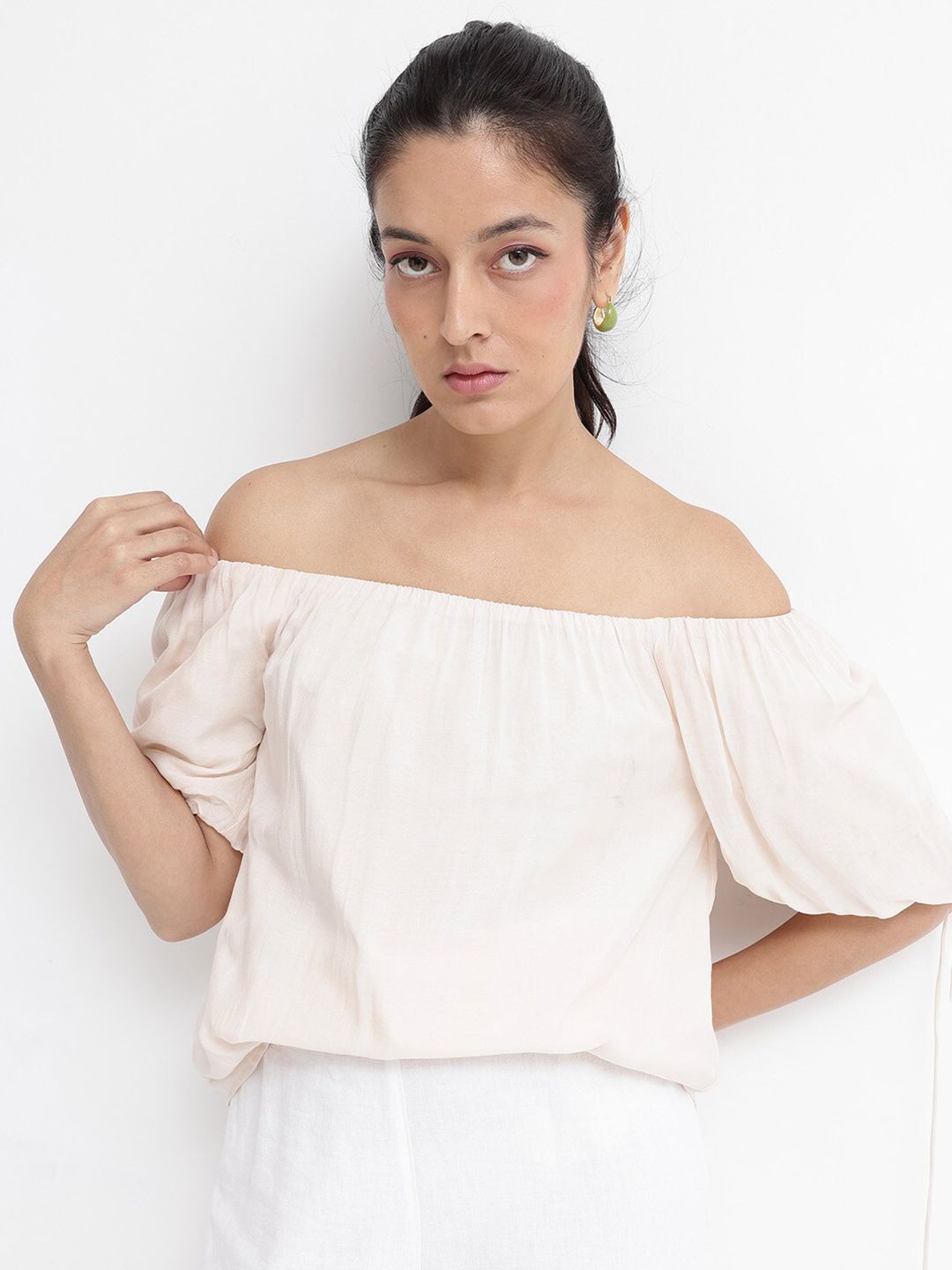 Rareism Off-bahu Puff Lengan Atas