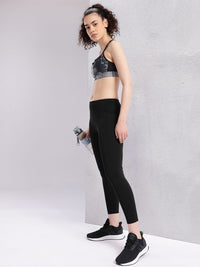 HRX by Hrithik Roshan Women TypographyPrint Mid-Rise Rapid-Dry Cropped Running Tights