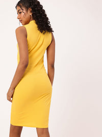 DressBerry The Sunshine Chic Ruched Sheath Midi Dress