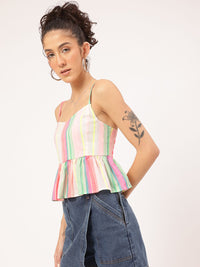 DressBerry Colour Pop Striped Peplum Top