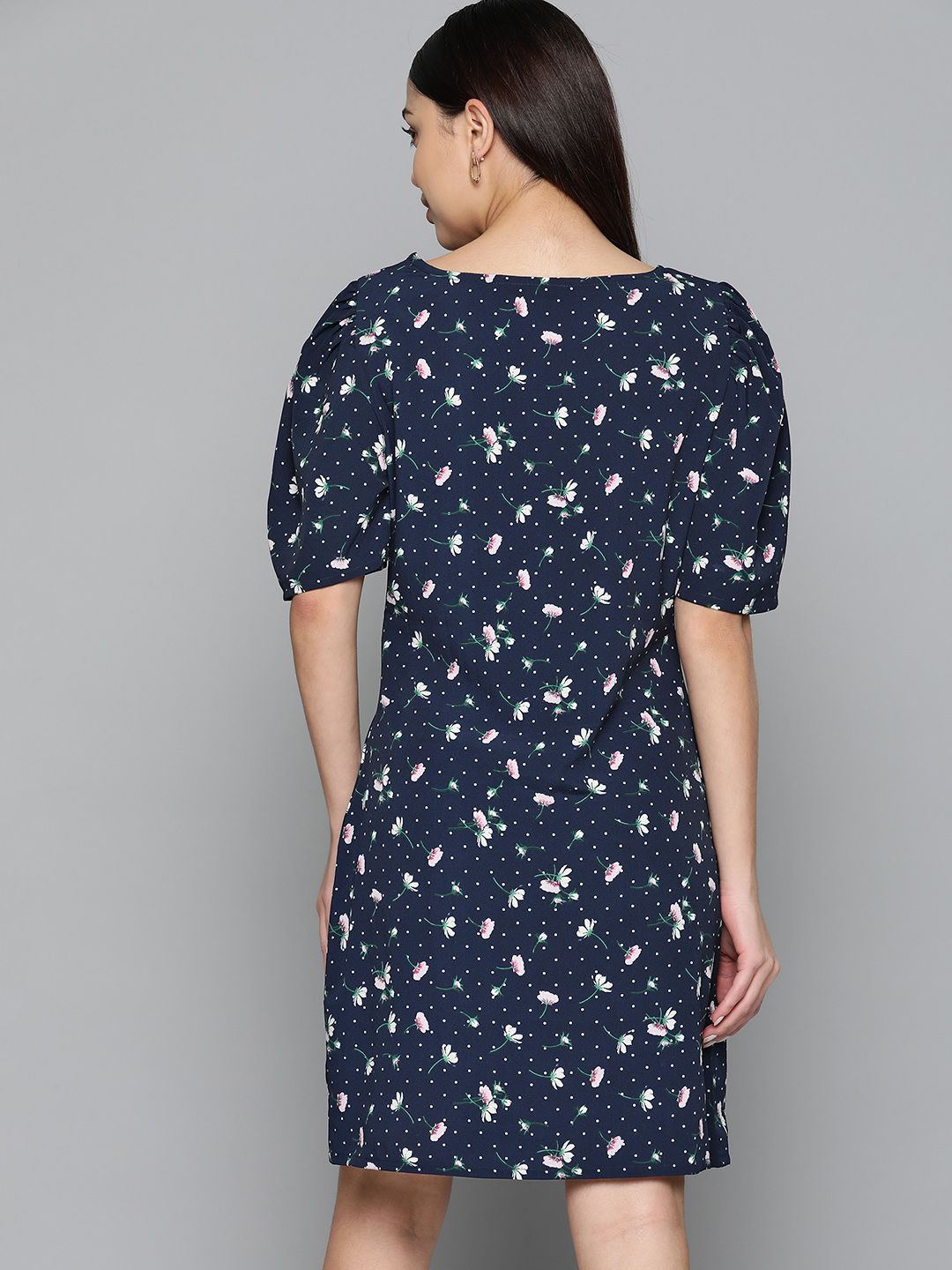 DENNISON Floral Printed Crepe A-Line Dress