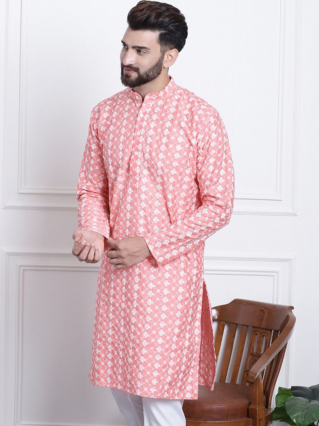 SOJANYA Kurta Kolar Mandarin Sulam Bunga