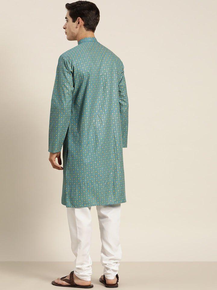SOJANYA Men Ethnic Motifs Foil Printed Cotton Linen Kurta