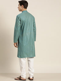SOJANYA Men Ethnic Motifs Foil Printed Cotton Linen Kurta