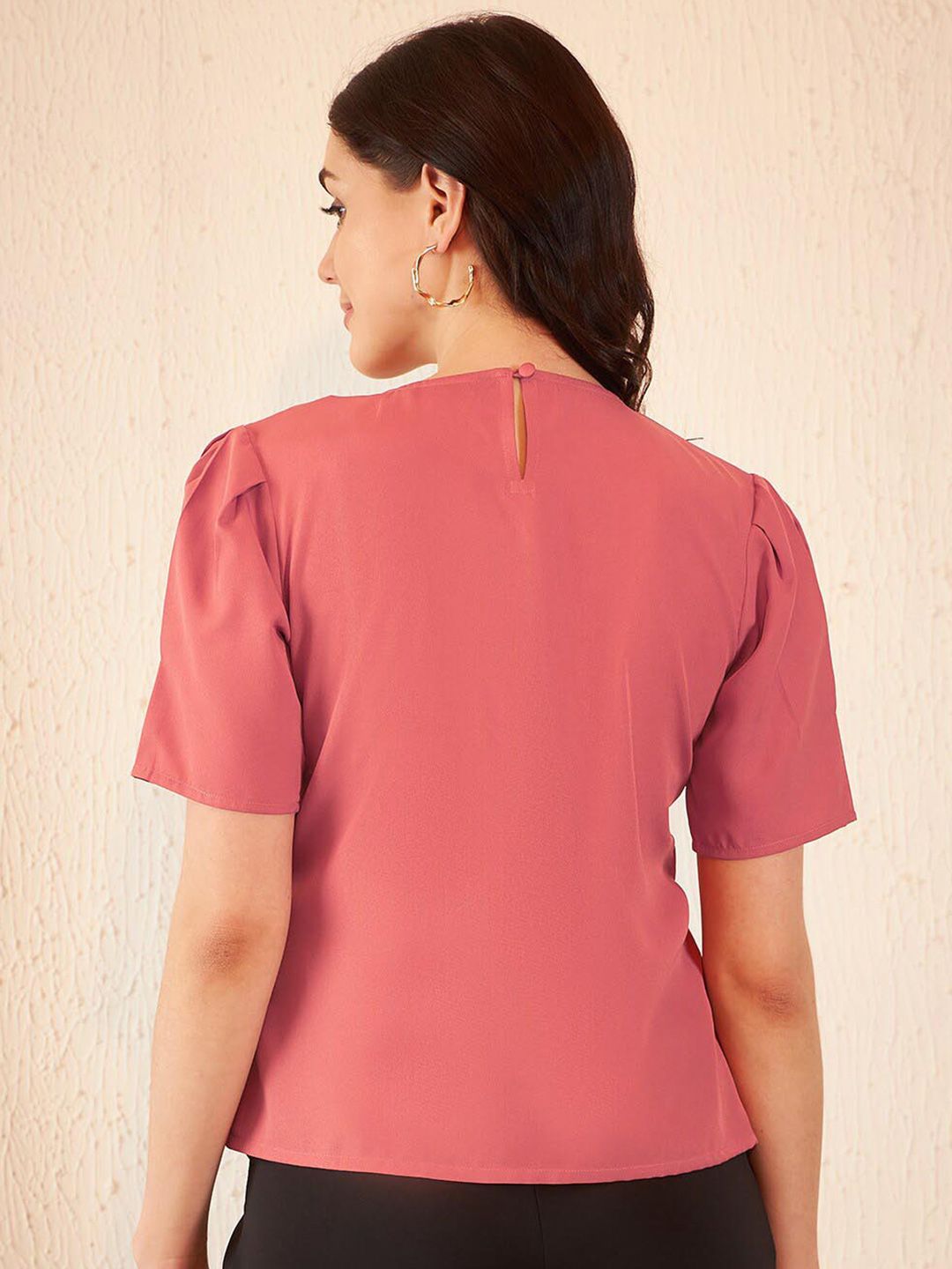 DENNISON Puff Sleeve Crepe Regular Top