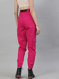 STREET 9 Women Fuchsia Pure Cotton Joggers