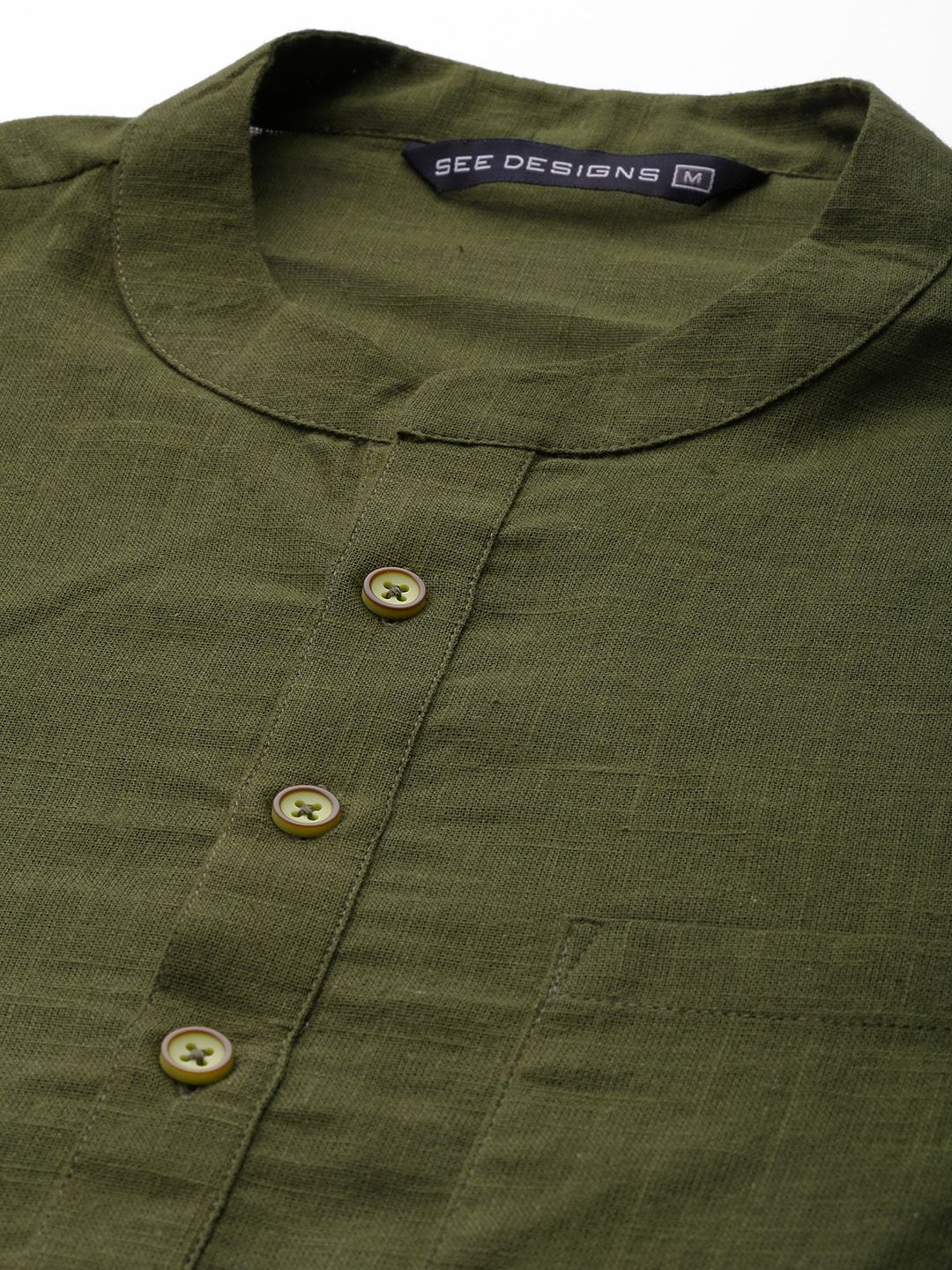 See Designs Men Green Regular Pure Cotton Kurta with Pyjamas