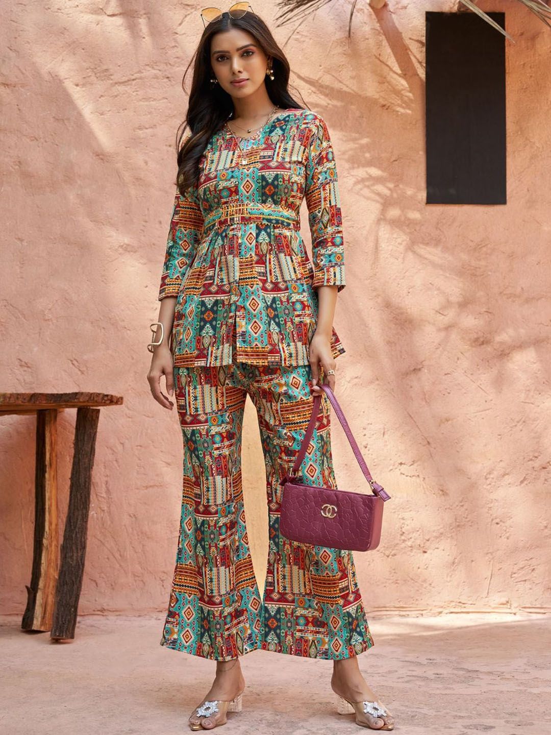 KALINI Printed Regular Tunic with Palazzos