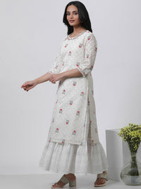 W Floral Printed Round Neck Kurta