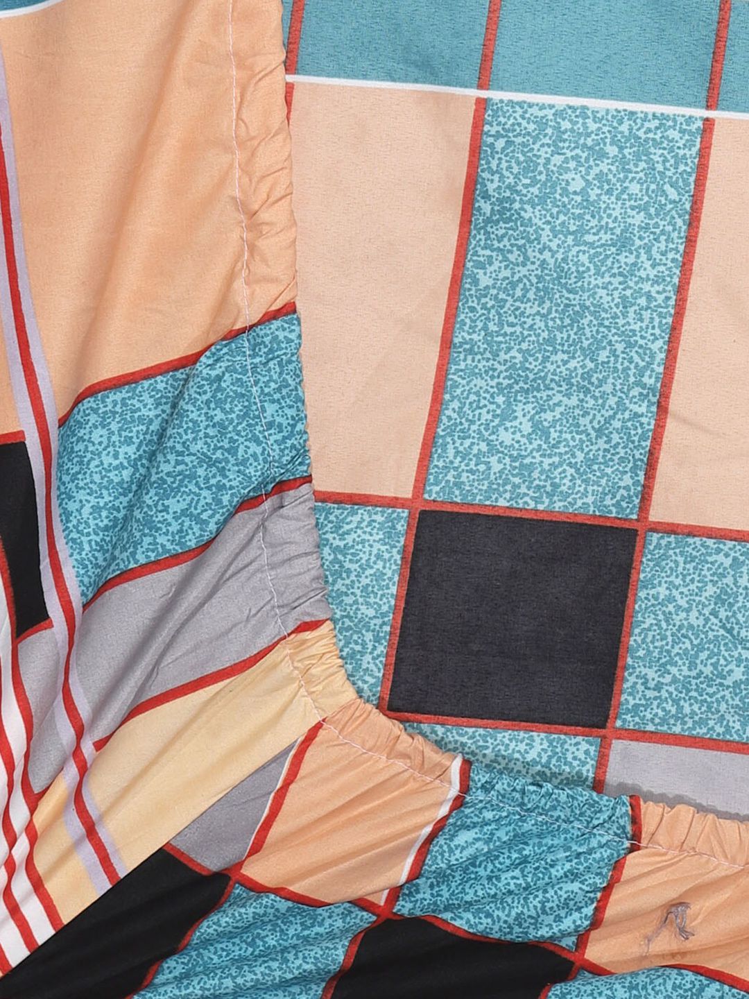 KLOTTHE Peach Geometric Polycotton 300 TC Dilengkapi Cadar King Halus dengan 2 Sarung Bantal-98 x 87 inci