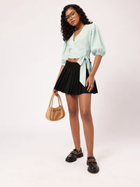 DressBerry Tied Up In Style Femme Seersucker Crop Wrap Style Top