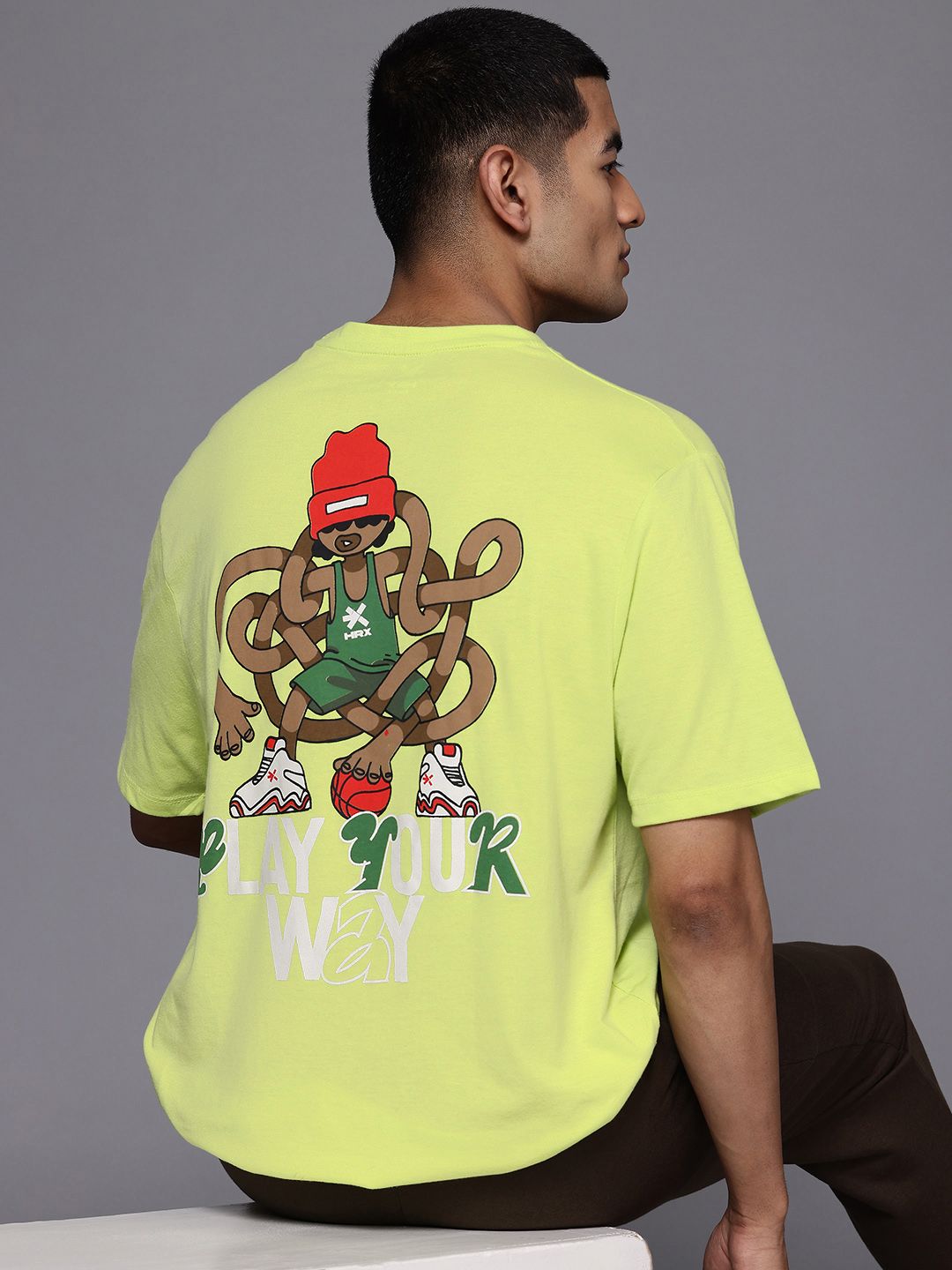 HRX by Hrithik Roshan Printed Drop-Shoulder Sleeves Relaxed Lifestyle T-shirt