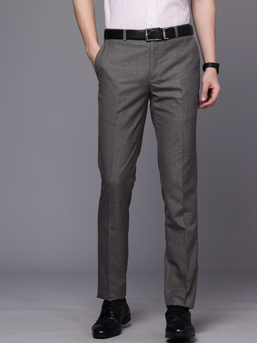 Raymond Men Textured Slim Fit Formal Trousers