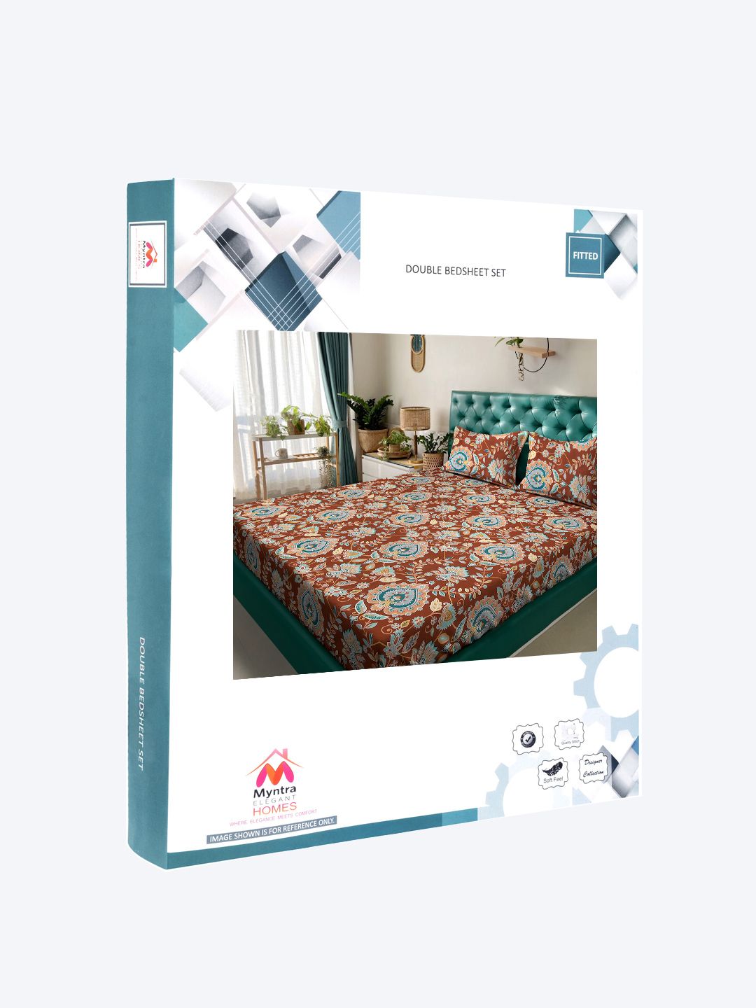 Myntra Elegant Homes Rust Floral 300 TC King Bedsheet with 2 Pillow Covers