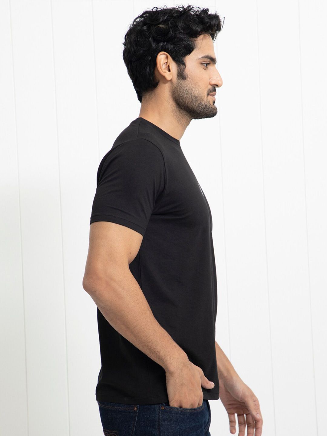 RARE RABBIT Men Pilar Graphic Printed Cotton Slim Fit T-Shirt