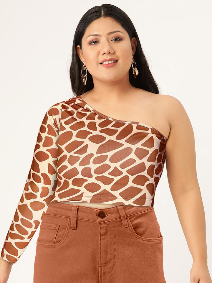 STREET 9 Rust Printed One Shoulder Top