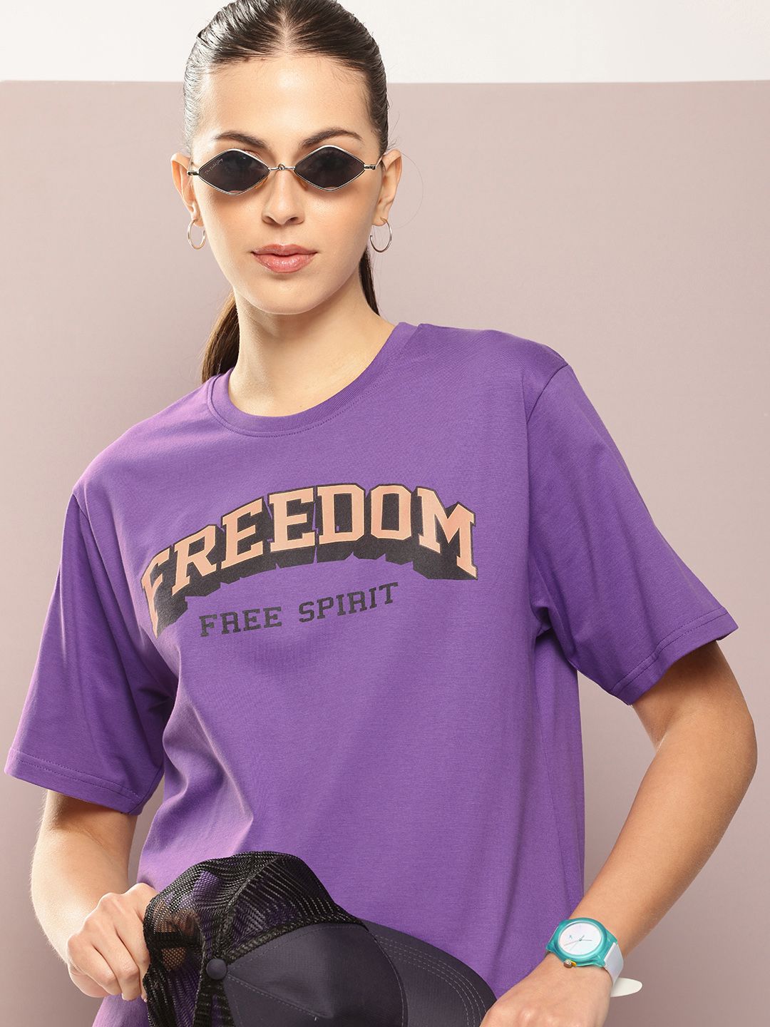 DILLINGER Typography Printed Oversized Pure Cotton T-shirt