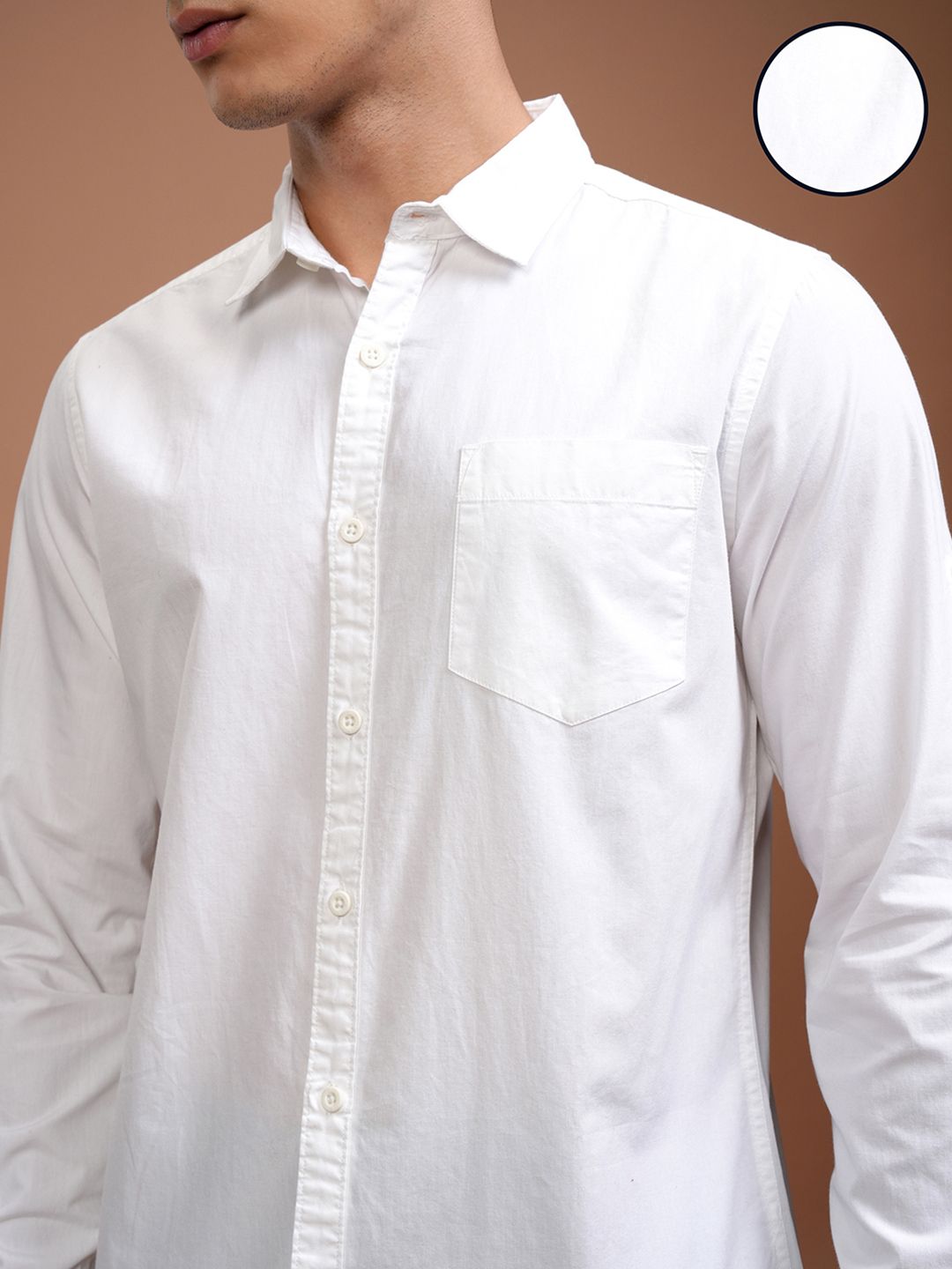 Highlander White Slim Fit Casual Shirt