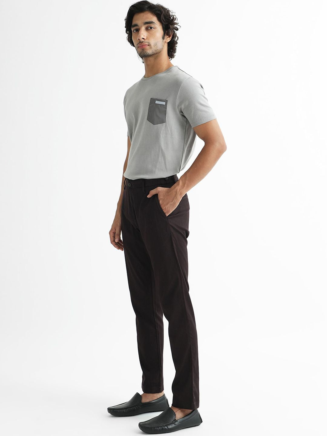 RARE RABBIT Men Cellular Slim Fit Mid-Rise Casual Trouser