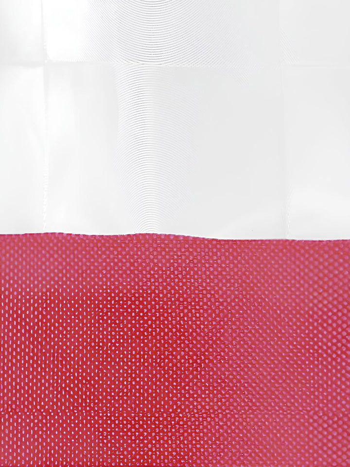 Story@home Maroon & White Shower Curtains With 12 Rings