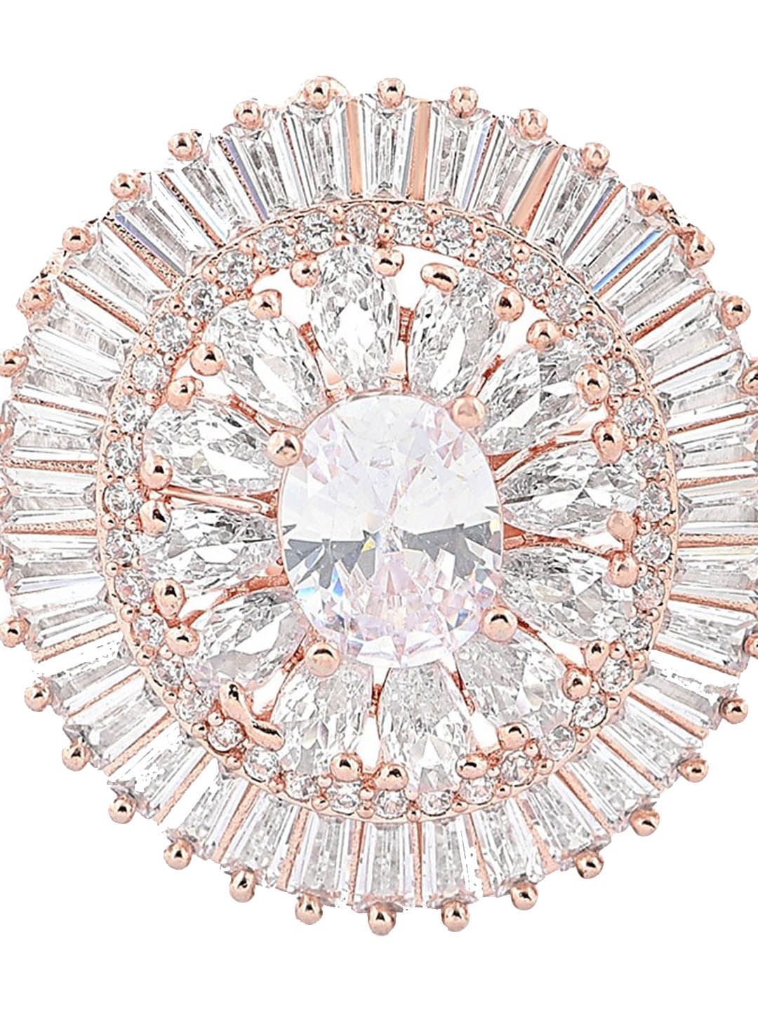 Cincin Jari Boleh Laras Zaveri Pearls Rose Saduran Emas CZ