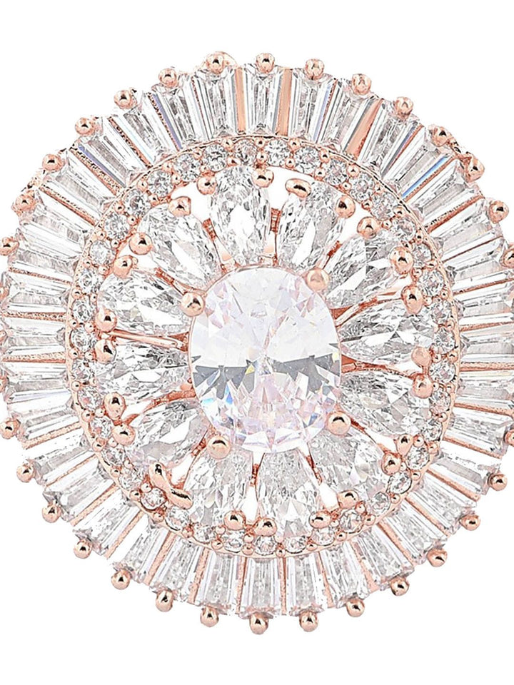 Cincin Jari Boleh Laras Zaveri Pearls Rose Saduran Emas CZ