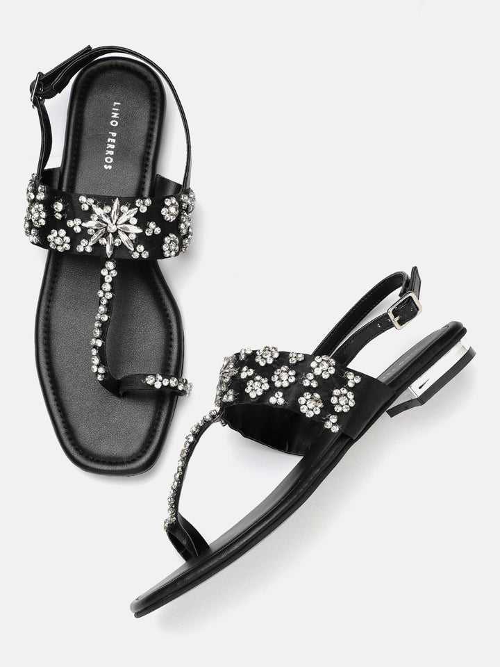 Lino Perros Women Embellished T-Strap Flats