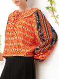 DressBerry Vibrant Vibes Printed Tie-Ups Gathers & Layer Detail Top