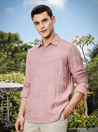 Thomas Scott Men Regular Fit Long Sleeves Embroidered Shirt