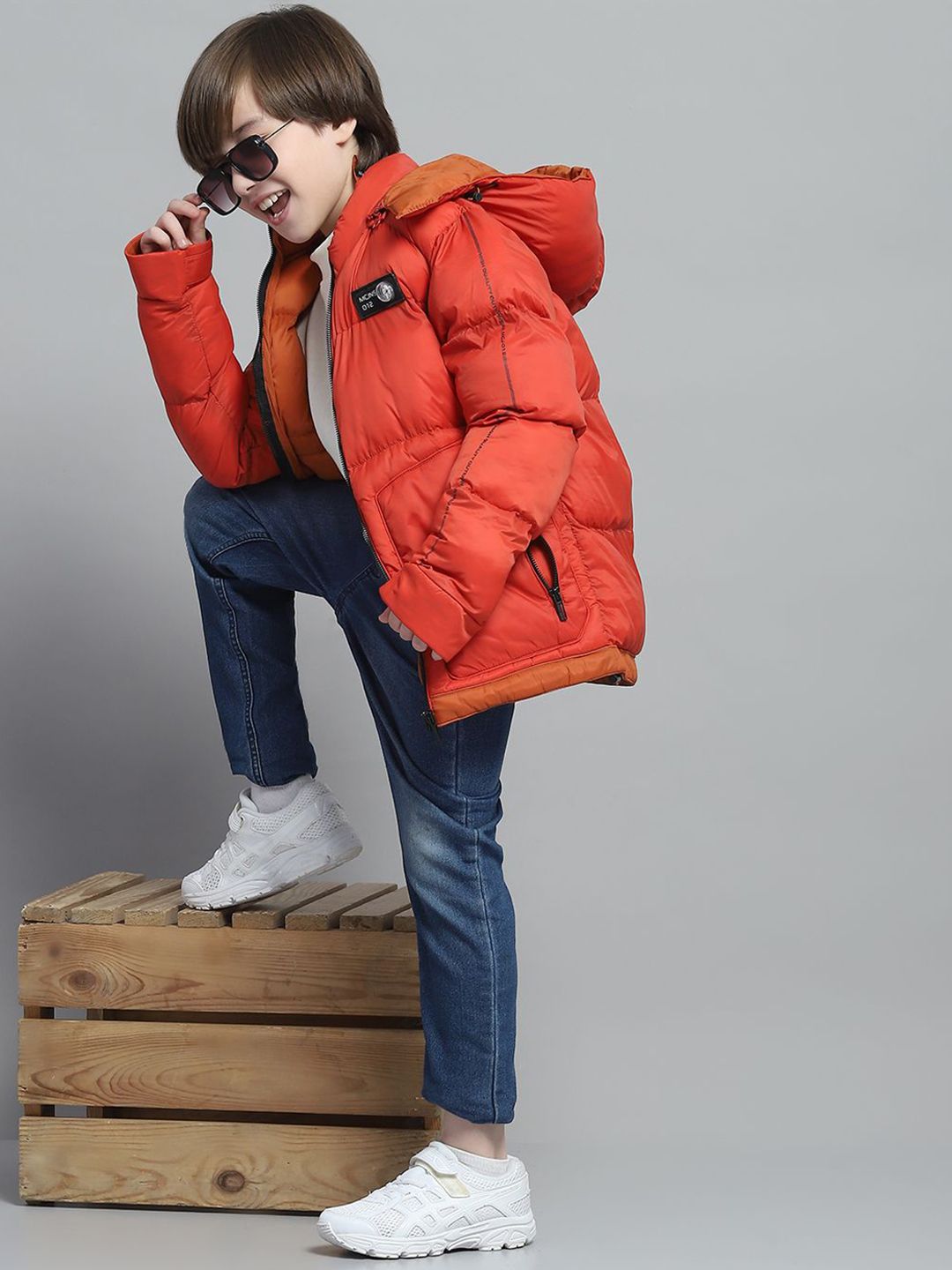 Monte Carlo Boys Hooded Solid Casual Lightweight Puffer Jacket