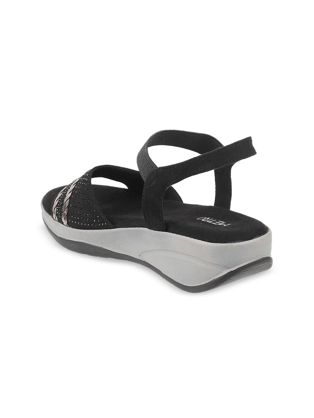 Metro Women Black Open Toe Flats