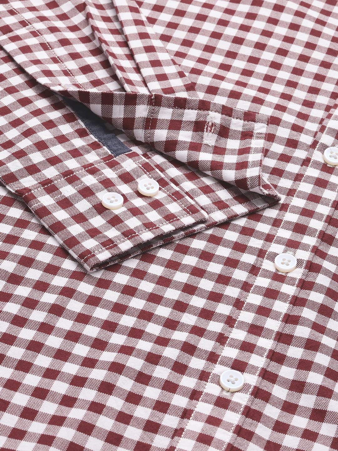 Thomas Scott Men Classic Slim Fit Gingham Checks Checked Casual Shirt