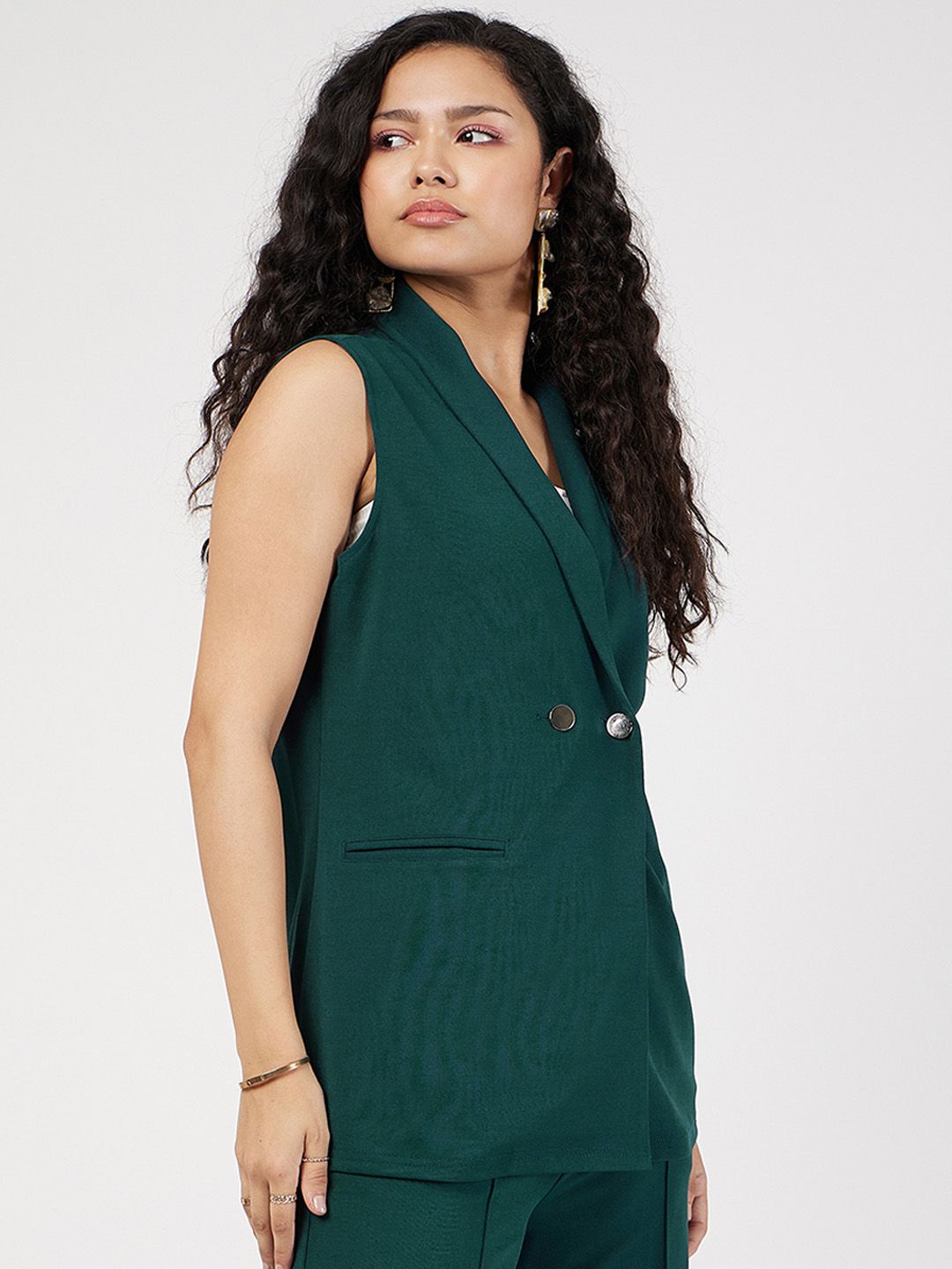 SASSAFRAS Single-Breast Sleeveless Longline Blazer