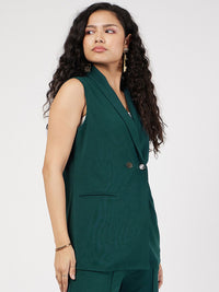 SASSAFRAS Single-Breast Sleeveless Longline Blazer