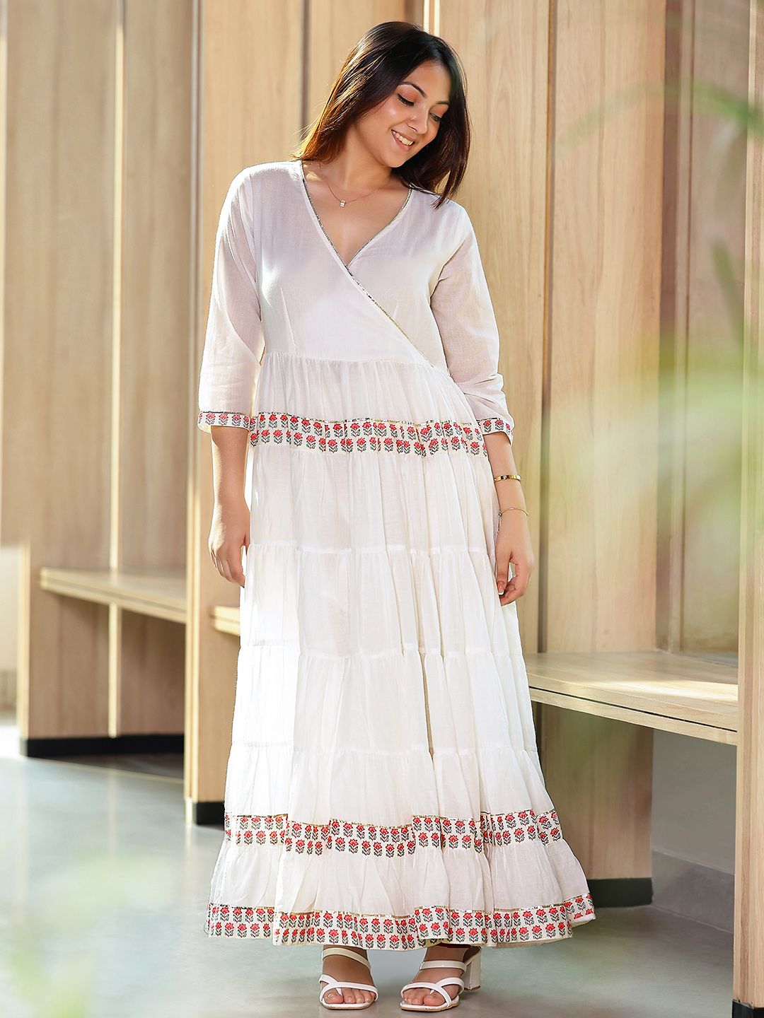 Libas Fit & Flare Midi Pure Cotton Anarkali Dress