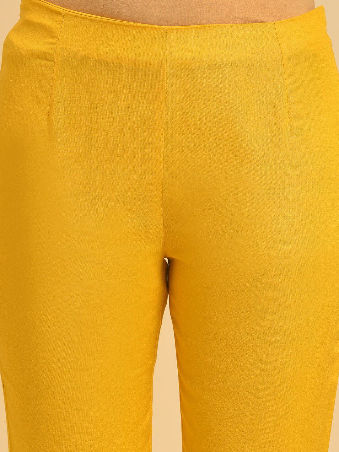 W Women Yellow Slim Fit Cigarette Trousers