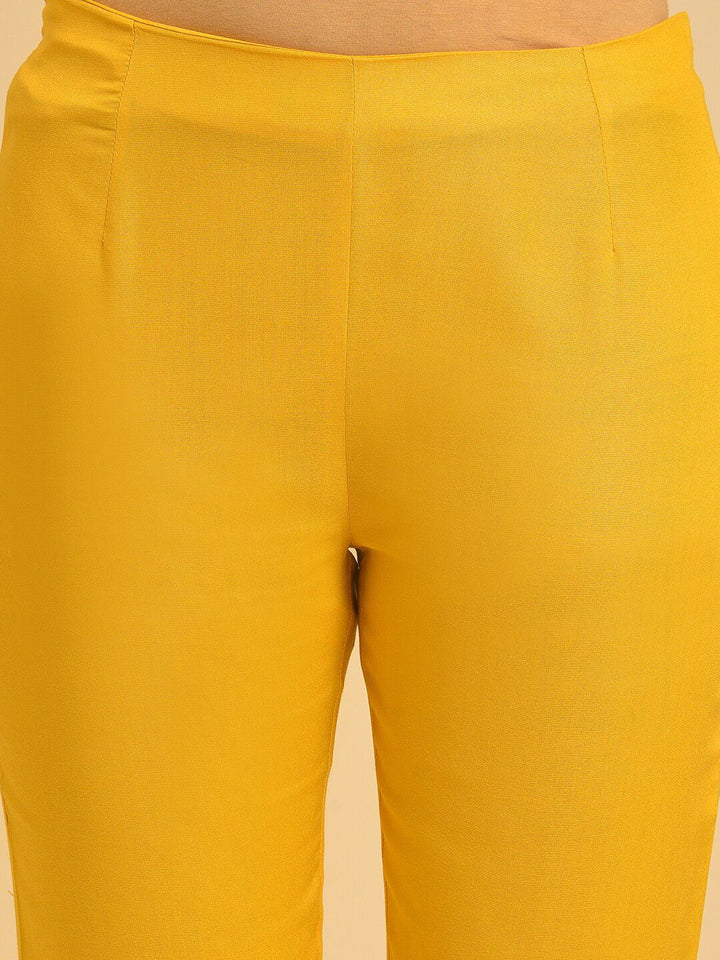 W Women Yellow Slim Fit Cigarette Trousers