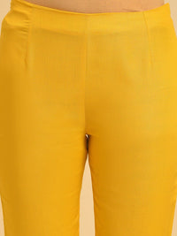 W Women Yellow Slim Fit Cigarette Trousers