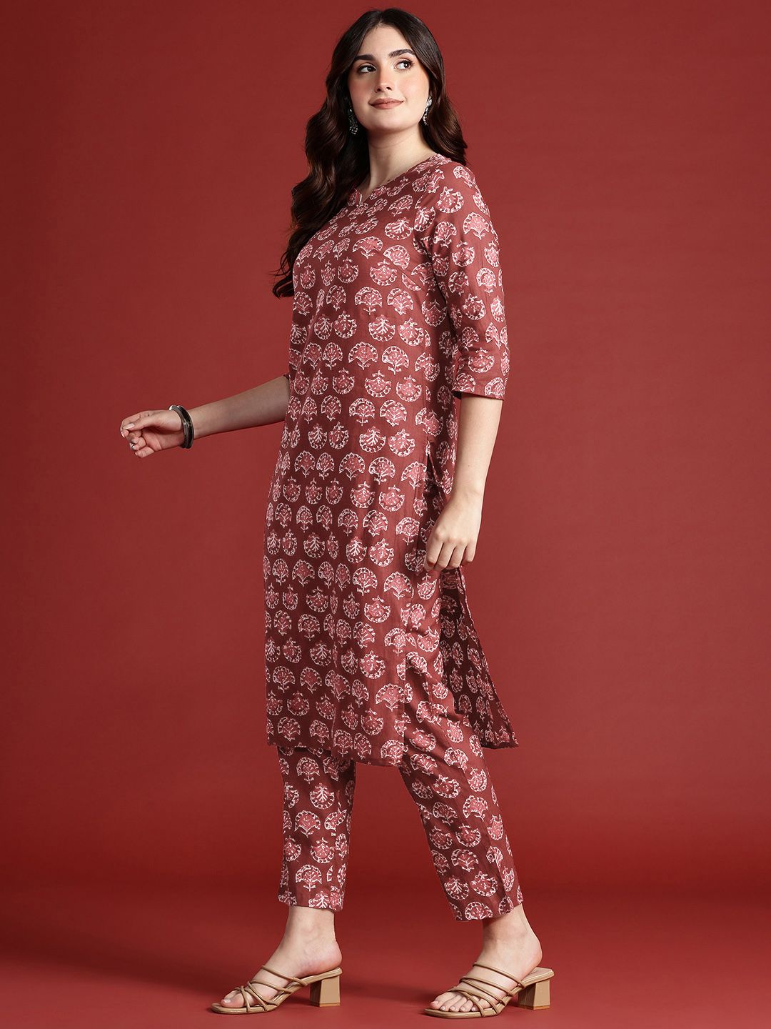 Anouk Women Ethnic Motifs Printed Pure Cotton Kurta with Trousers & Dupatta